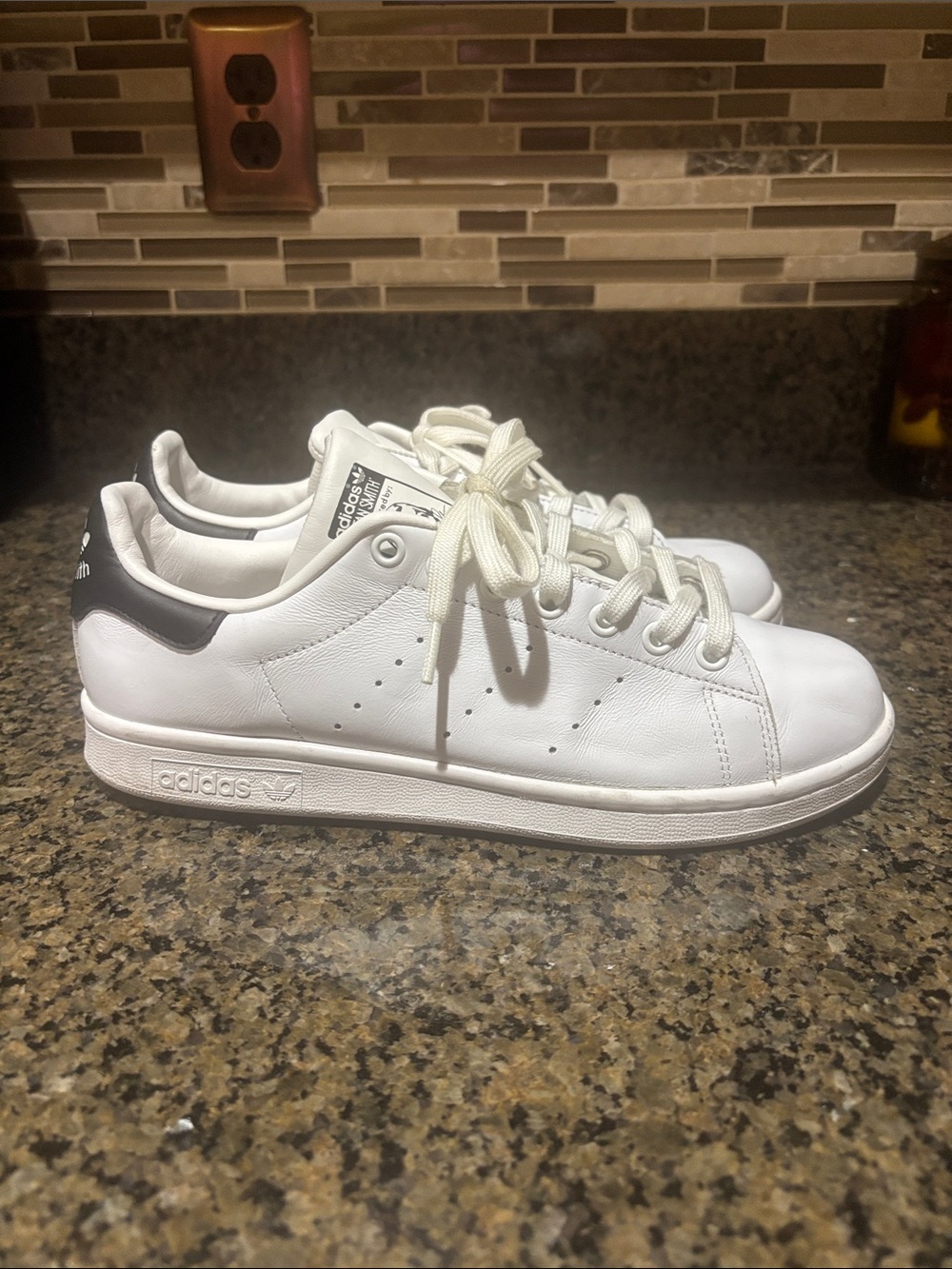 Stan Smith adidas White Leather Sneakers with Black Heel Tab